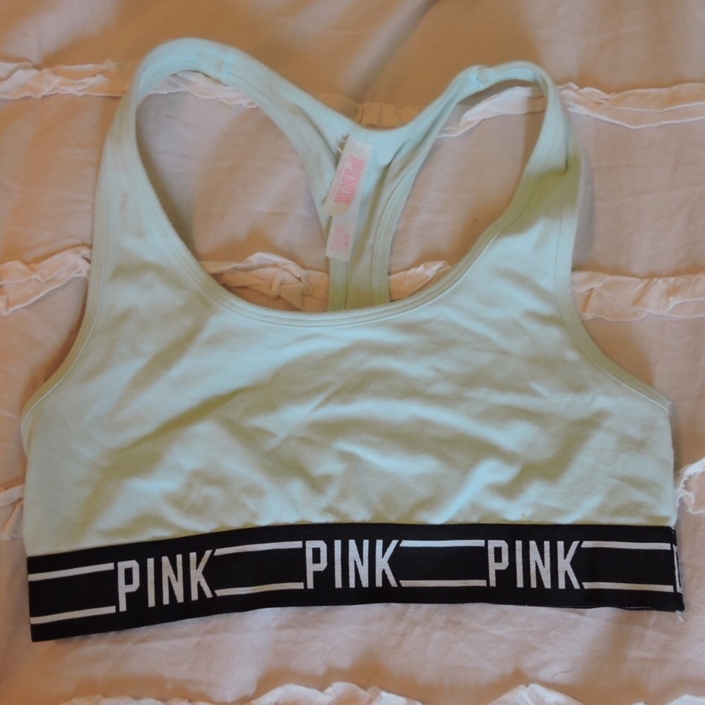 Mint pink sports bra